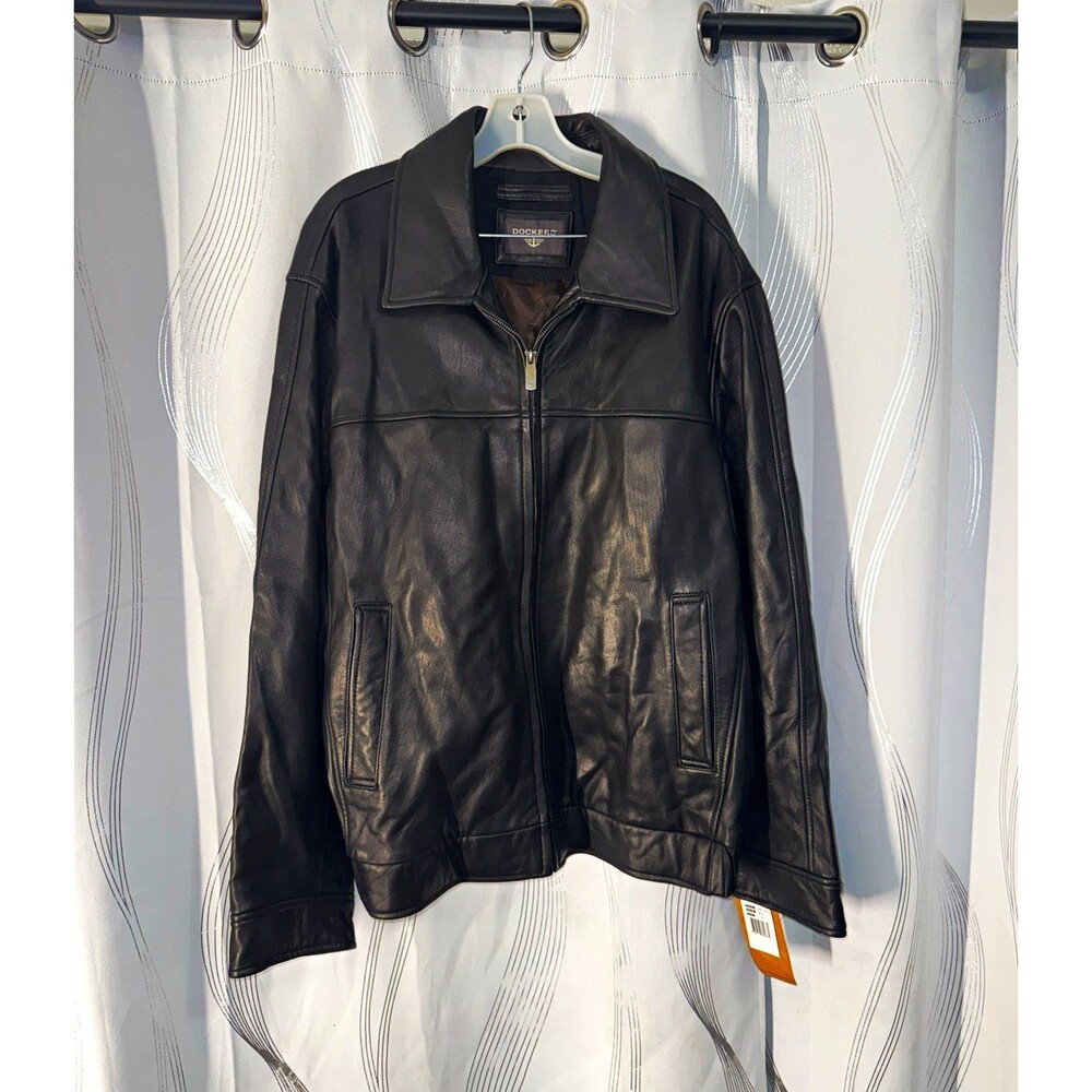 Dockers Men's Black Genuine Leather Jacket Size XL